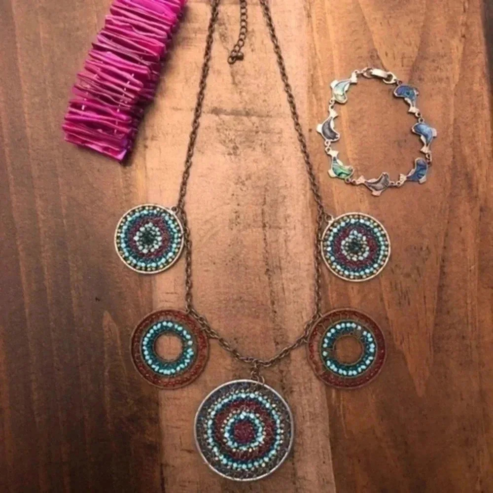 3 Piece Ethnic Beach Ocean Bundle Necklace Bracelets Abalone Shale Beads